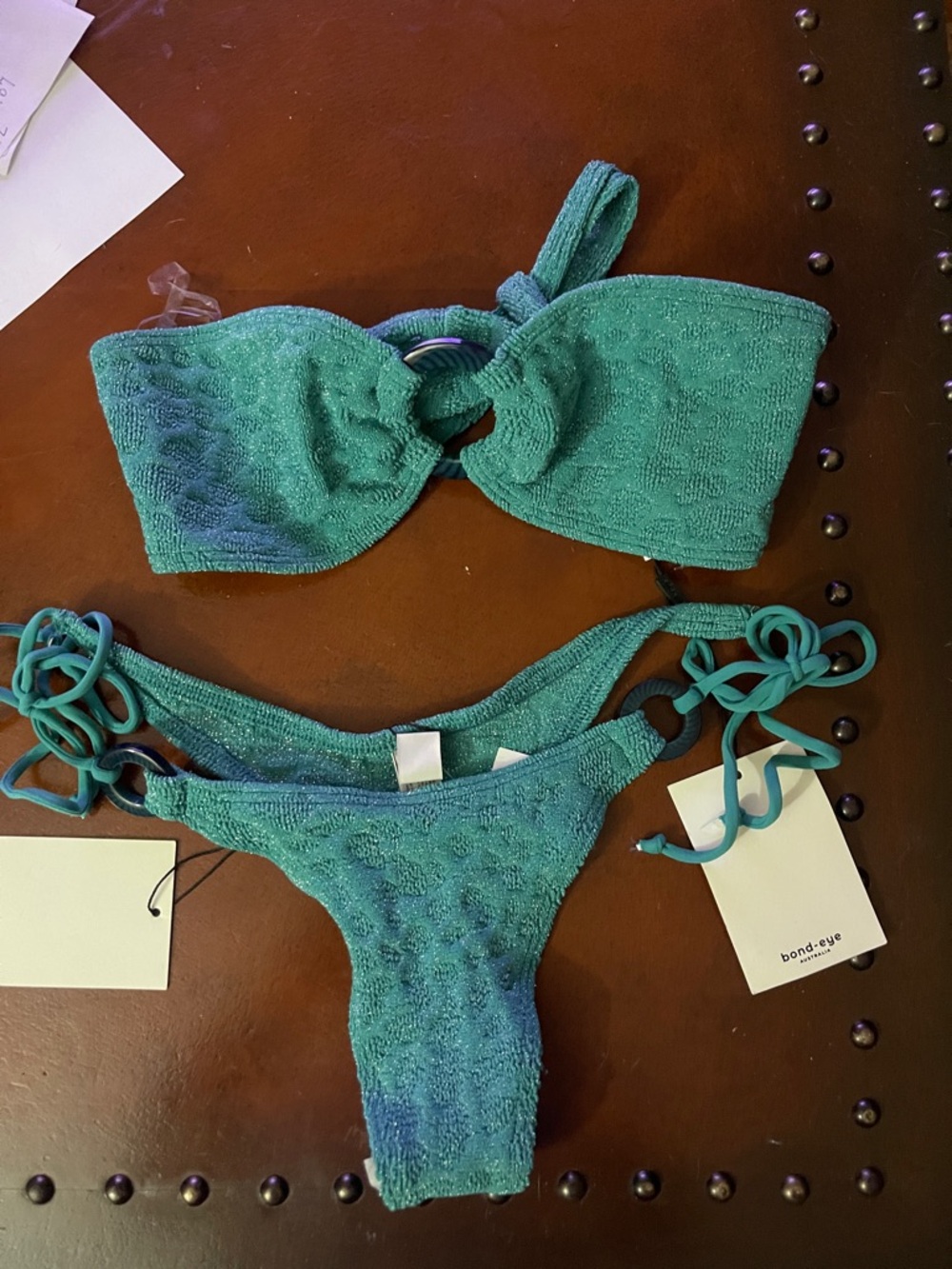 Bond-eye teal 2 piece bikini set OS - Picture 9 of 11